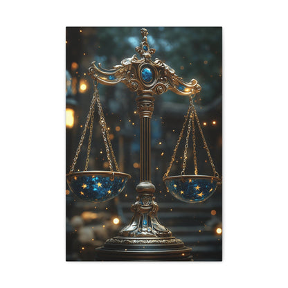 Celestial Scales Canvas Art, Starry Balance Wall Decor, Astrology Gift, Cosmo Home Decor, Spiritual Artwork, Zodiac Decoration