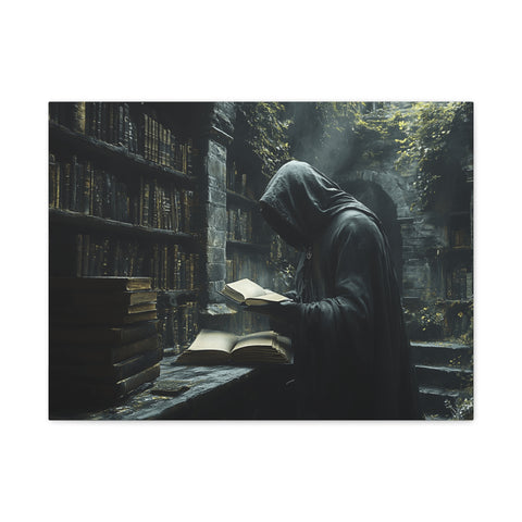 Mysterious Library Canvas Print, Dark Academia Wall Art, Book Lover Gift, Gothic Home Decor, Reading Nook Decoration, Unique Wall Art