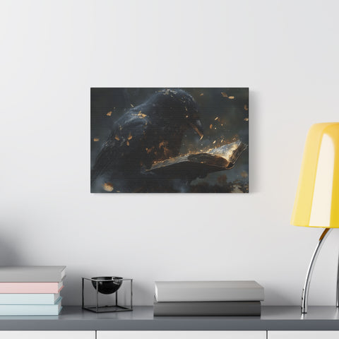 Mystical Raven Canvas Art Print, Gothic Wall Decor, Witchy Home Aesthetic, Unique Gift, Dark Fantasy Decoration