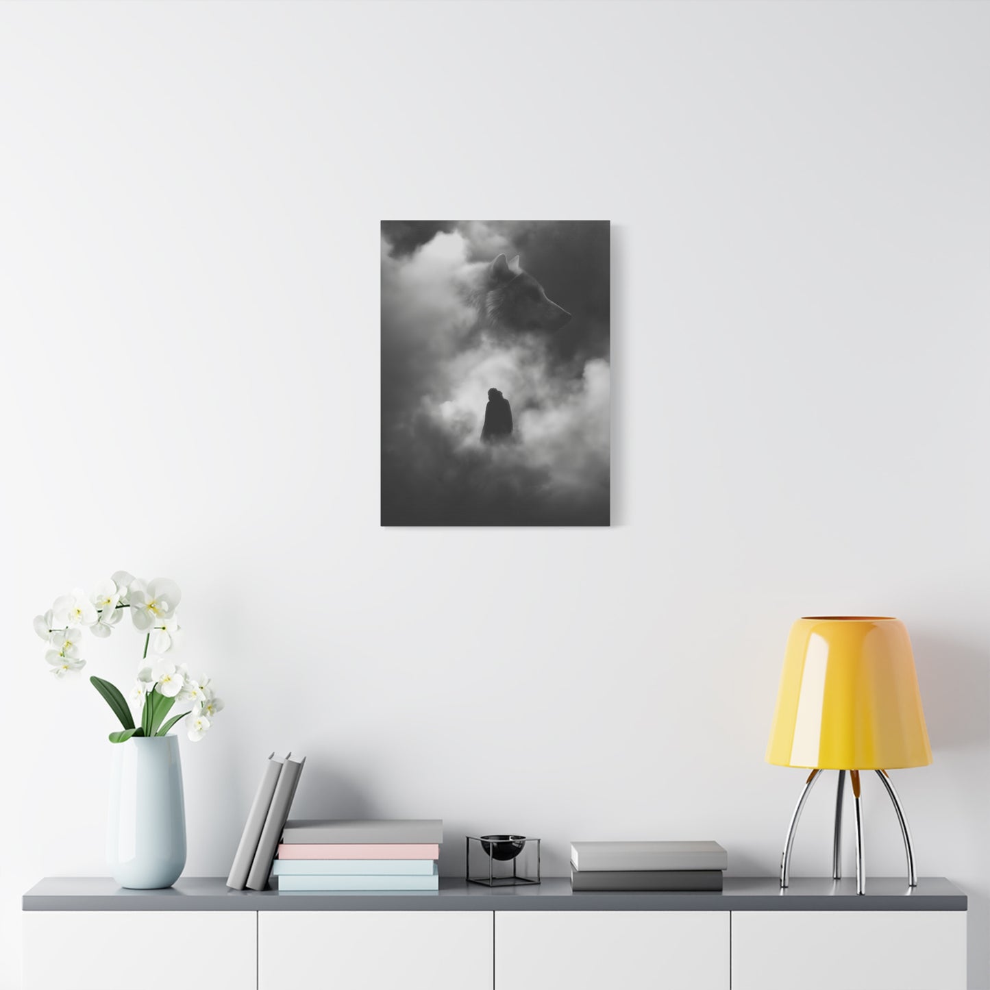 Black and White Wolf Canvas Art Print, Animal Wall Decor, Nature-Inspired Home Decor, Wilderness Art, Unique Gift Idea, Modern Aesthetic