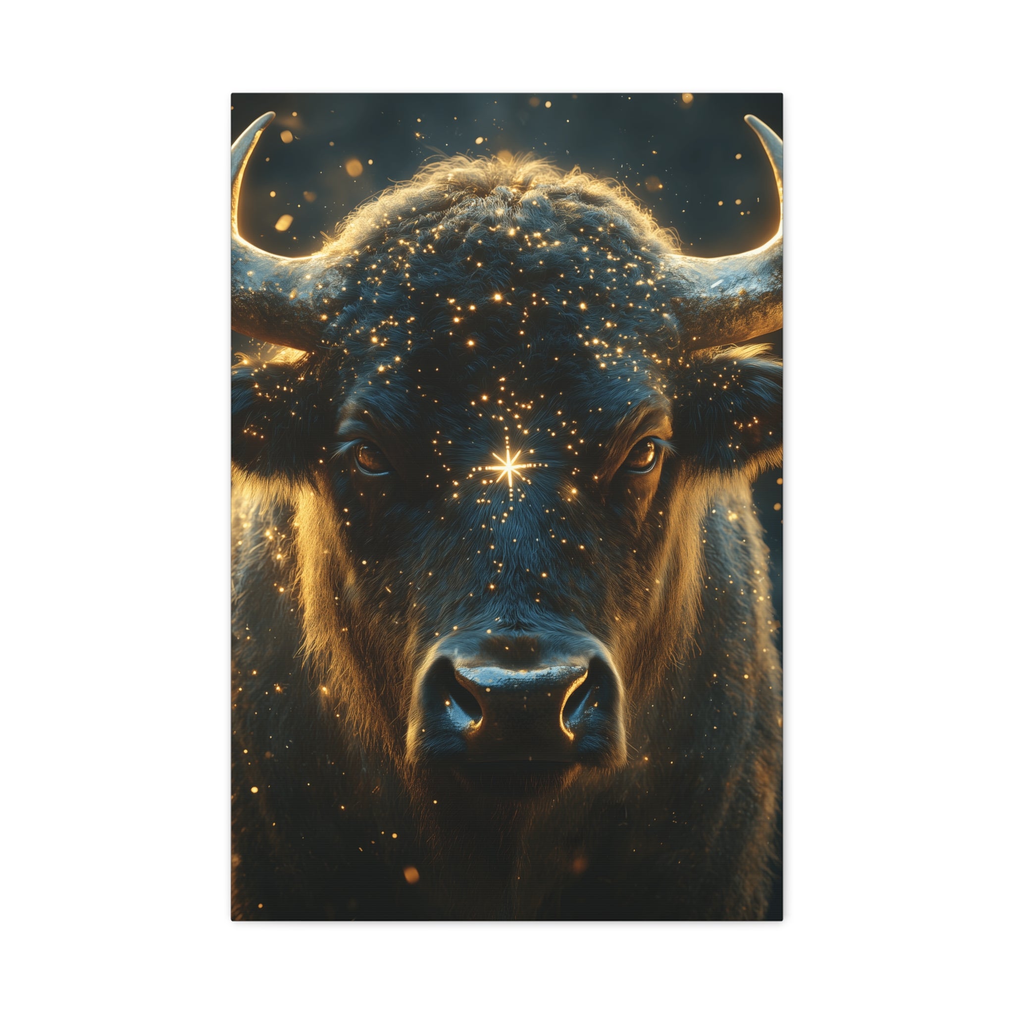 Cosmic Bull Canvas Art, Wall Décor, Home Office Artwork, Unique Gift, Rustic Vibe, Animal Lover Decor