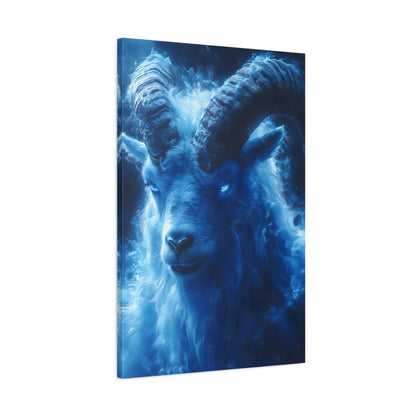 Majestic Blue Ram Canvas Print, Animal Wall Art, Home Decor, Gift for Nature Lovers, Unique Art Piece