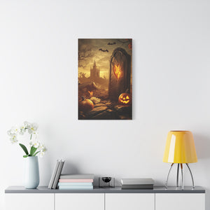 Halloween Canvas Art Print, Spooky Decor for Fall, Haunted House Wall Art, Perfect for Halloween, Autumn Decorations