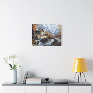 Autumn Landscape Canvas Art Print, Rustic Home Decor, Wall Artwork, Gift for Nature Lovers, Cozy Cabin Vibe, Fall Decor