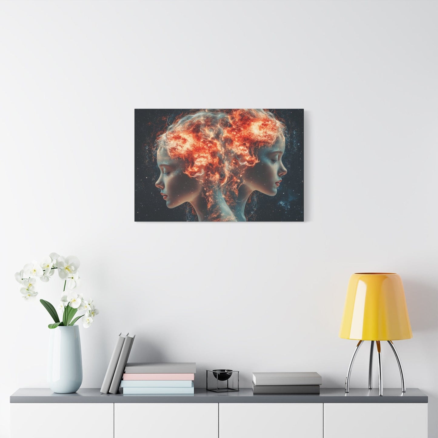 Celestial Portrait Canvas Art, Cosmic Wall Decor, Mystical Home Aesthetic, Gift for Art Lovers, Unique Space-Inspired Artwork