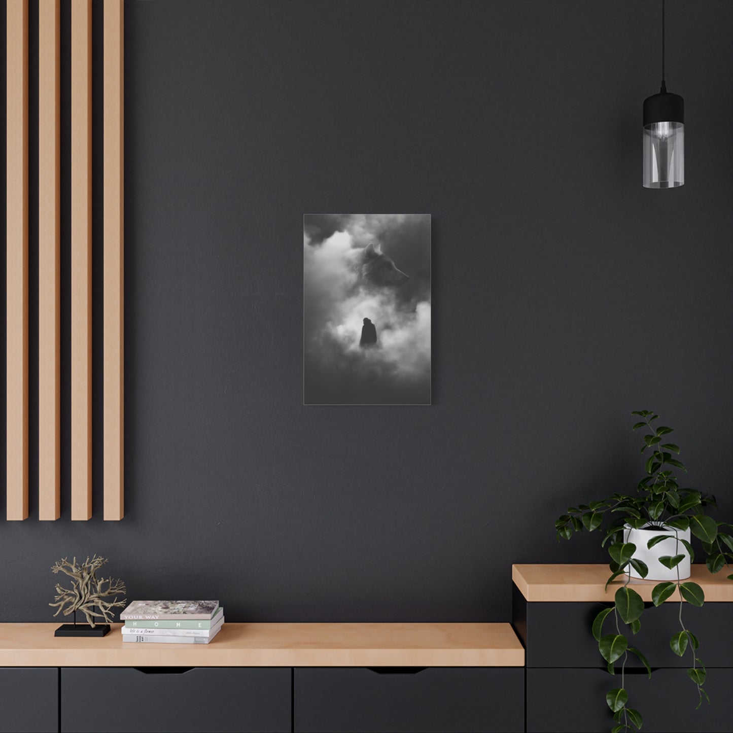 Black and White Wolf Canvas Art Print, Animal Wall Decor, Nature-Inspired Home Decor, Wilderness Art, Unique Gift Idea, Modern Aesthetic