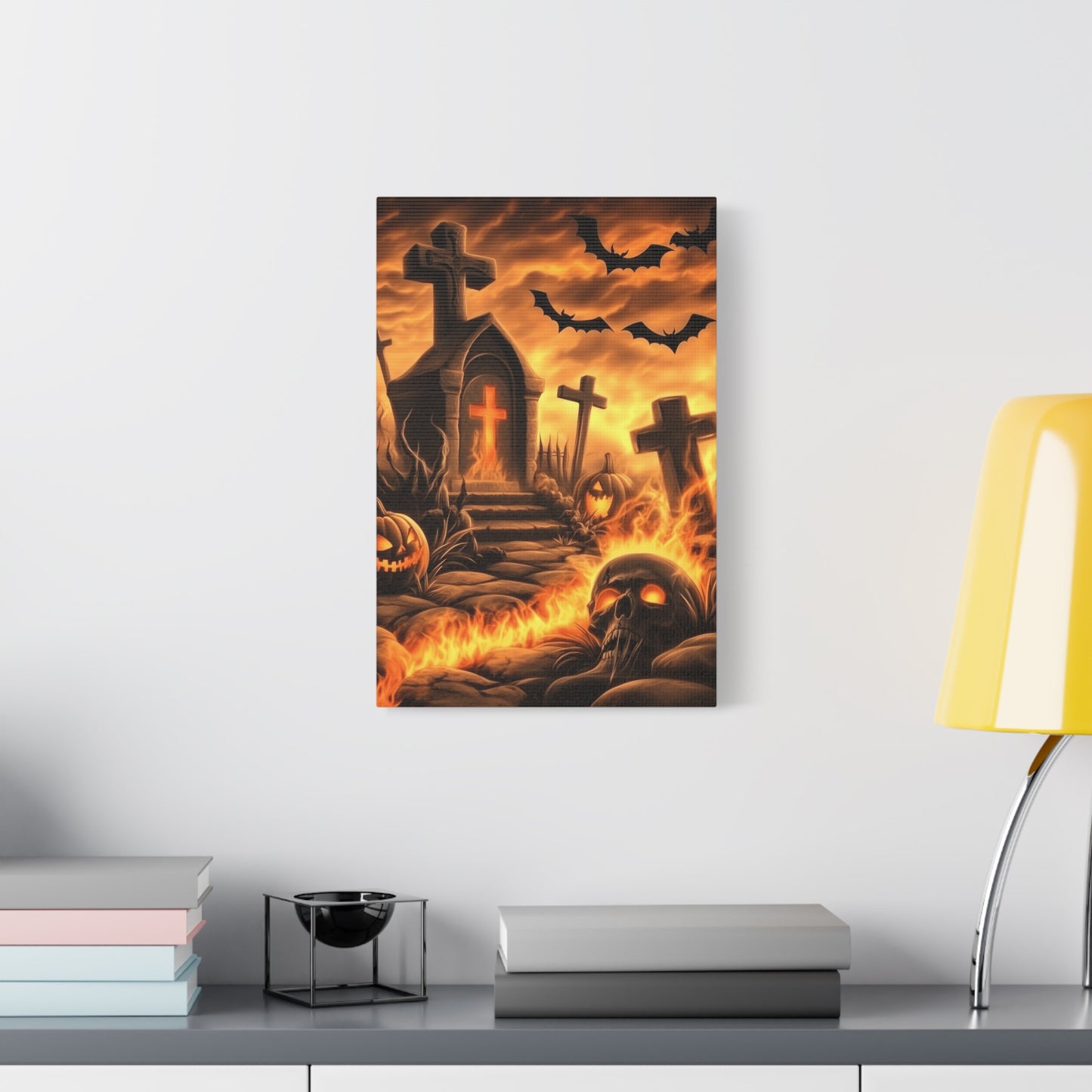 Gothic Halloween Art Print, Spooky Wall Decor, Haunted House Canvas, Autumn Home Decor, Gothic Artwork for Halloween