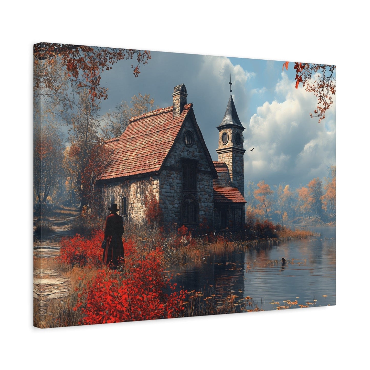 Rustic Art Canvas, Wall Decor, Home Decoration, Cozy Living Room, Nature Scene, Ideal for Holidays