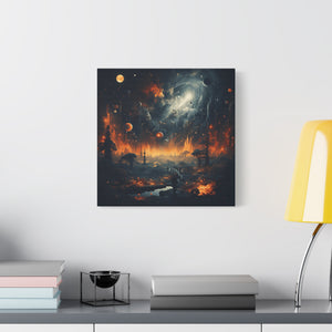 Cosmic Landscape Canvas Wall Art, Galaxy Decor, Space-Themed Home Decor, Starry Night Artwork
