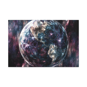 Stretched Canvas Wall Art, Cosmic Earth Design, Home Decor, Modern Art, Gift for Space Lovers, Galaxy Artwork