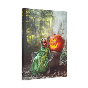 Spooky Halloween Canvas Art, Halloween Decor, Wall Art, Frightening Artwork, Fall Decorations, Pumpkin Queen