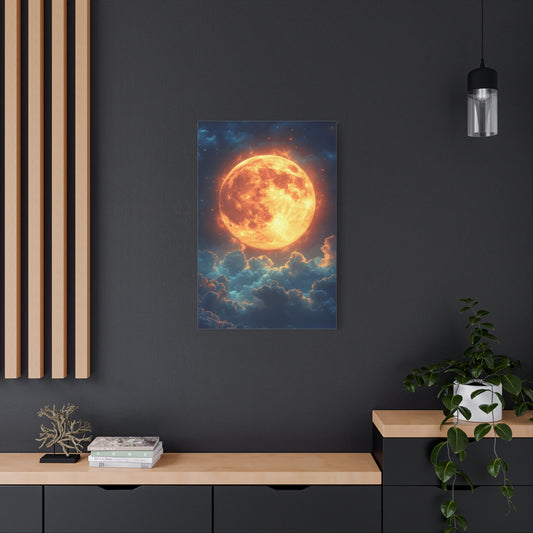 Stretched Canvas Art Print: Celestial Moon Wall Decor, Home Decor, Modern Art, Gift for Astronomers, Lunar Enthusiasts, Space Lovers