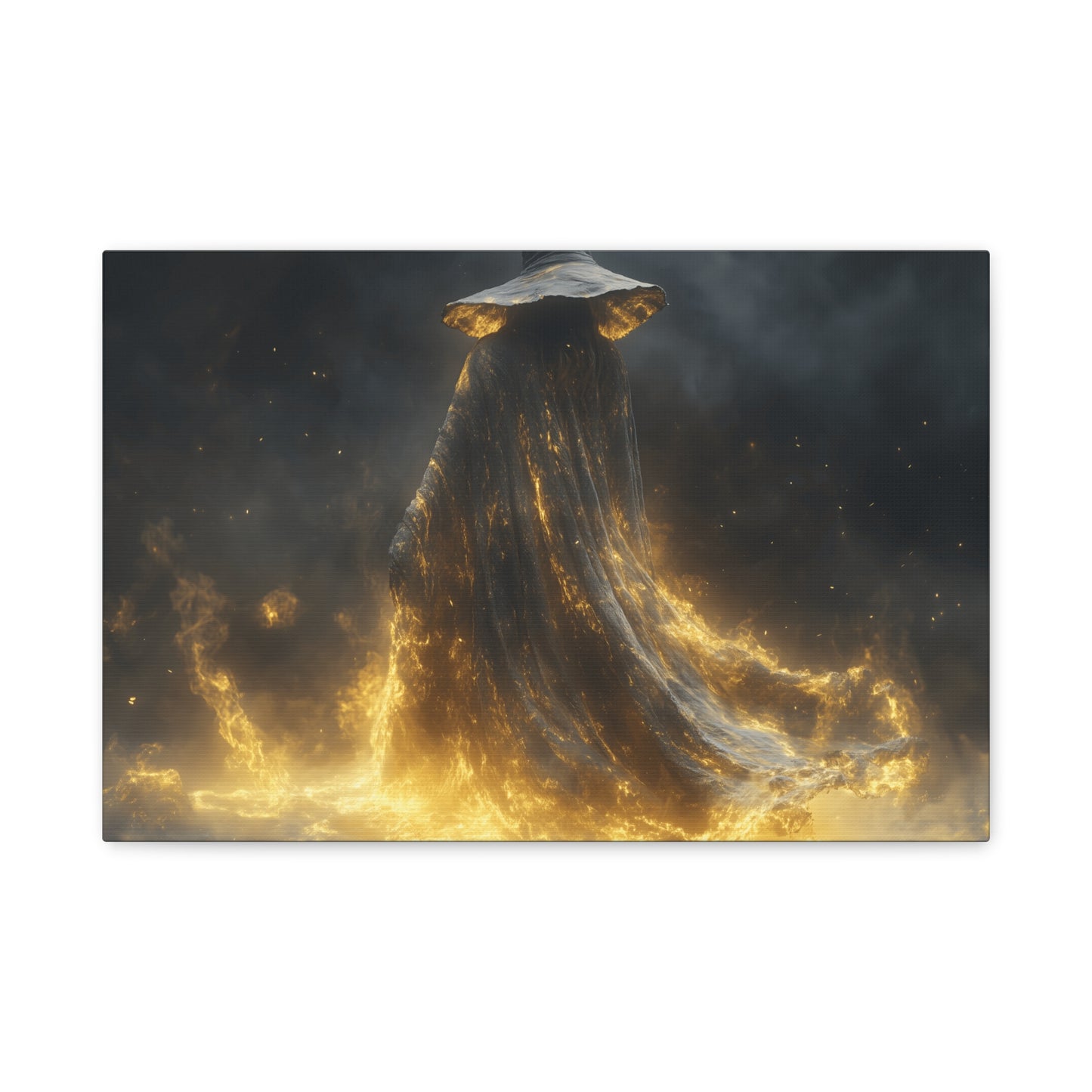 Canvas Wall Art, Fantasy Decor, Wizard Artwork, Fire Theme, Mystical Home Accent