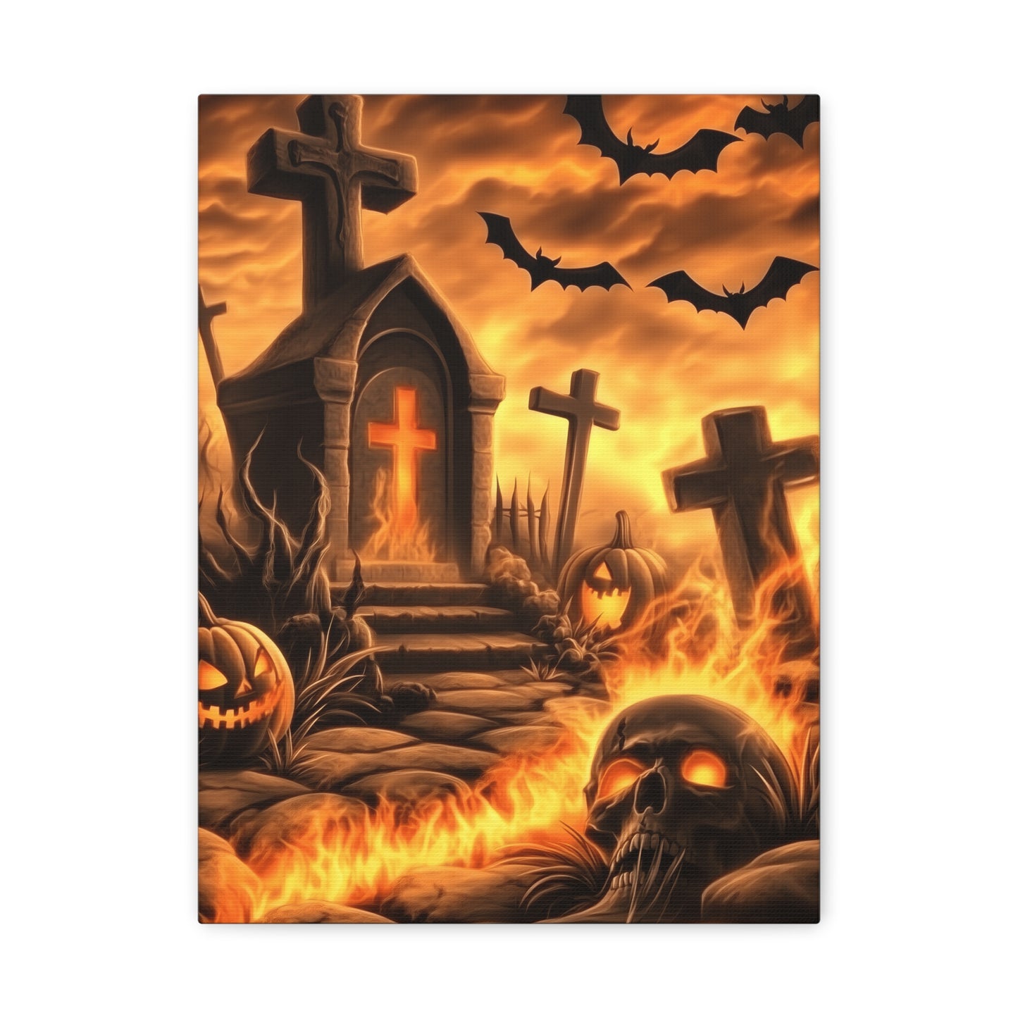Gothic Halloween Art Print, Spooky Wall Decor, Haunted House Canvas, Autumn Home Decor, Gothic Artwork for Halloween