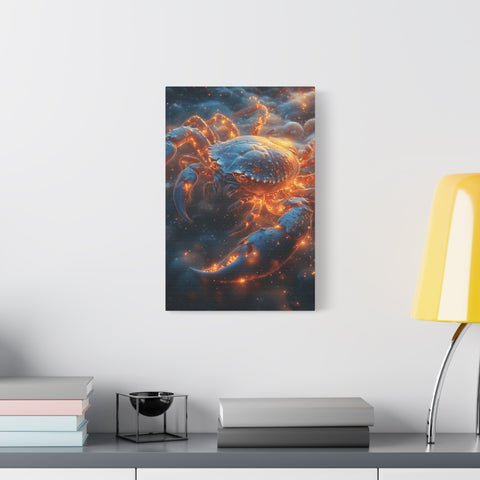 Glowing Crab Art Canvas, Ocean Decor, Coastal Wall Art, Nautical Gift, Unique Home Decoration, Crab Lover's Wall Art