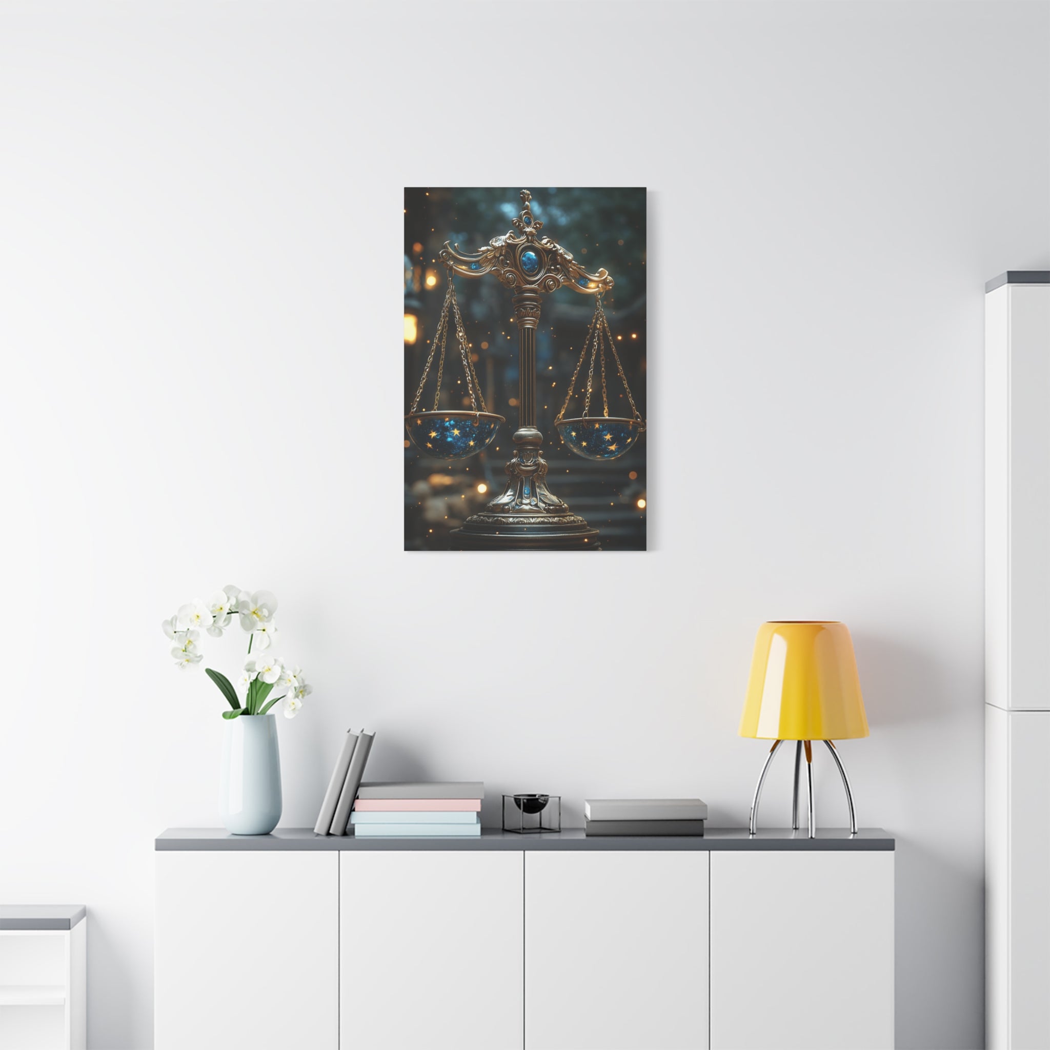 Celestial Scales Canvas Art, Starry Balance Wall Decor, Astrology Gift, Cosmo Home Decor, Spiritual Artwork, Zodiac Decoration