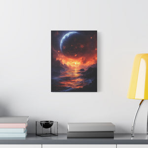 Stretched Canvas Art Print, Cosmic Landscape, Wall Decor, Galaxy Artwork, Home Gallery, Celestial Gift, Space Vibe