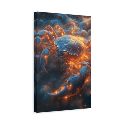 Glowing Crab Art Canvas, Ocean Decor, Coastal Wall Art, Nautical Gift, Unique Home Decoration, Crab Lover's Wall Art