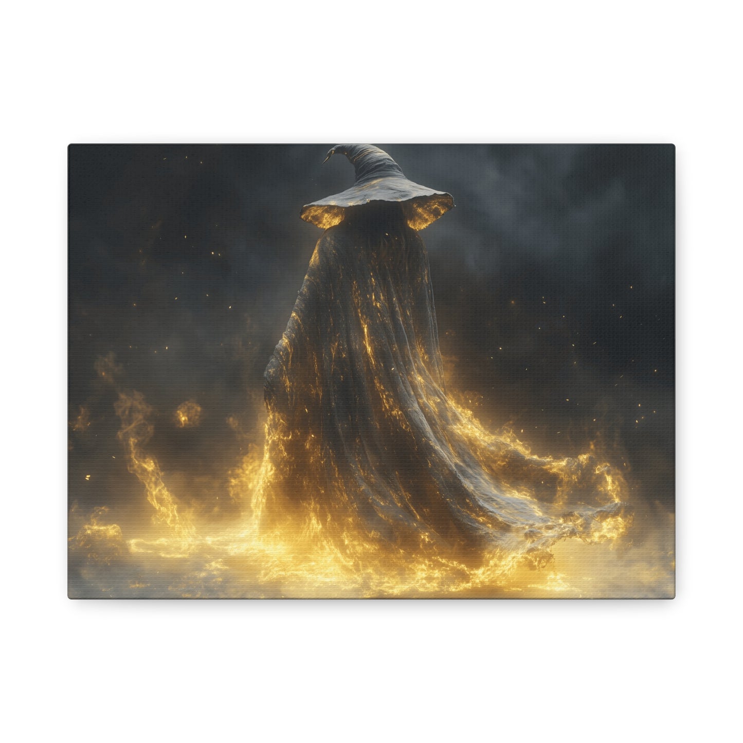 Canvas Wall Art, Fantasy Decor, Wizard Artwork, Fire Theme, Mystical Home Accent
