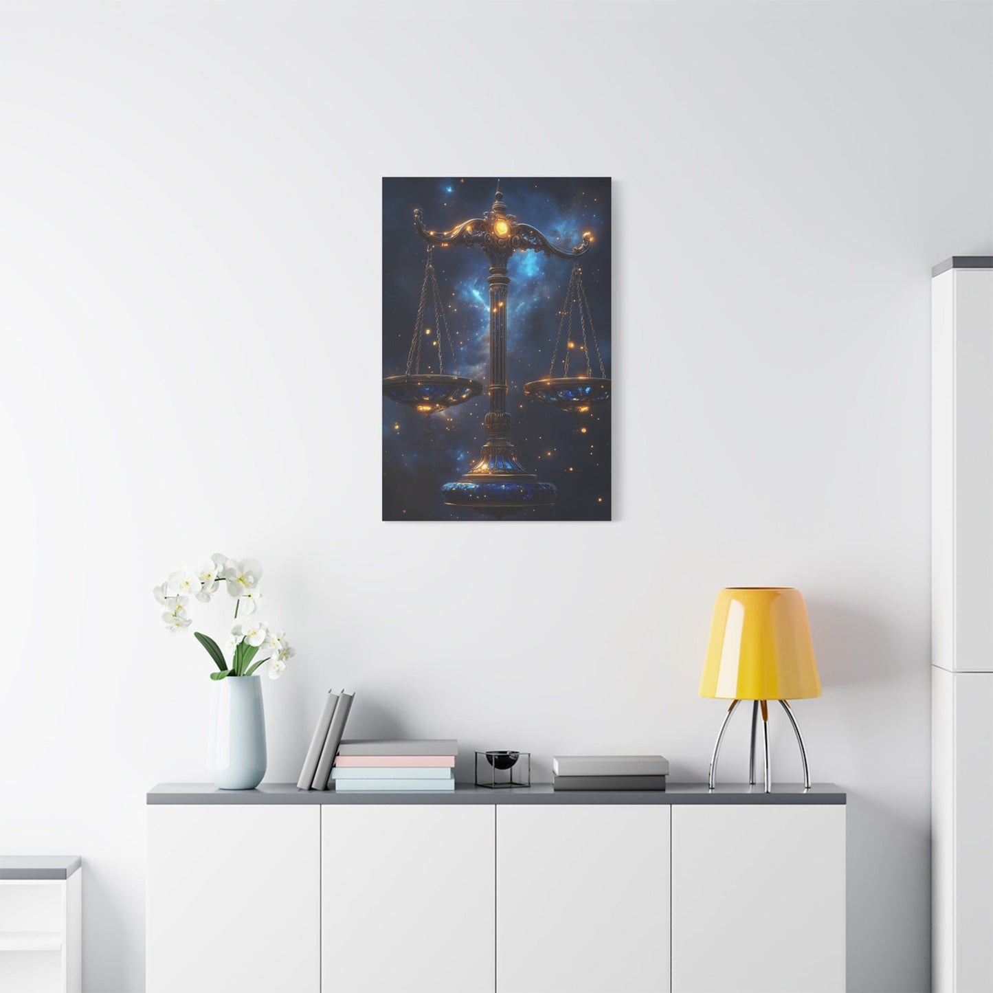 Cosmic Balance Canvas Art Print | Astrology Decor, Starry Wall Art, Home Decoration, Gift for Zodiac Lovers, Scales Artwork
