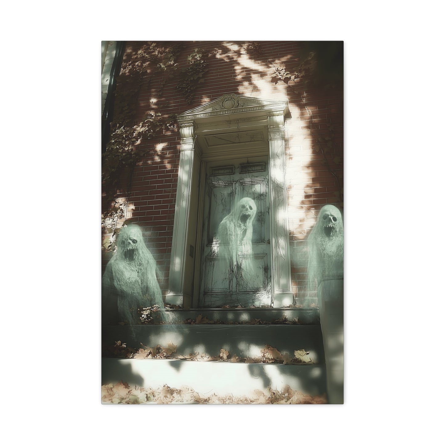 Ghostly Wall Art, Spooky Decor for Halloween, Haunted House Artwork, Paranormal Canvas, Unique Home Decoration