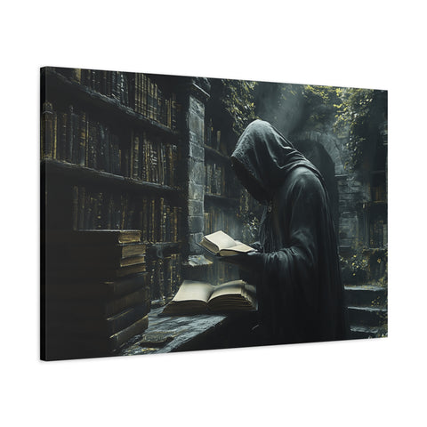 Mysterious Library Canvas Print, Dark Academia Wall Art, Book Lover Gift, Gothic Home Decor, Reading Nook Decoration, Unique Wall Art