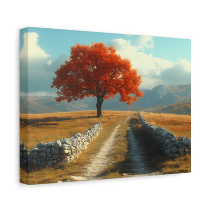Vibrant Landscape Canvas Art, Nature Wall Decor, Red Tree Print, Home Decor, Gift for Nature Lovers