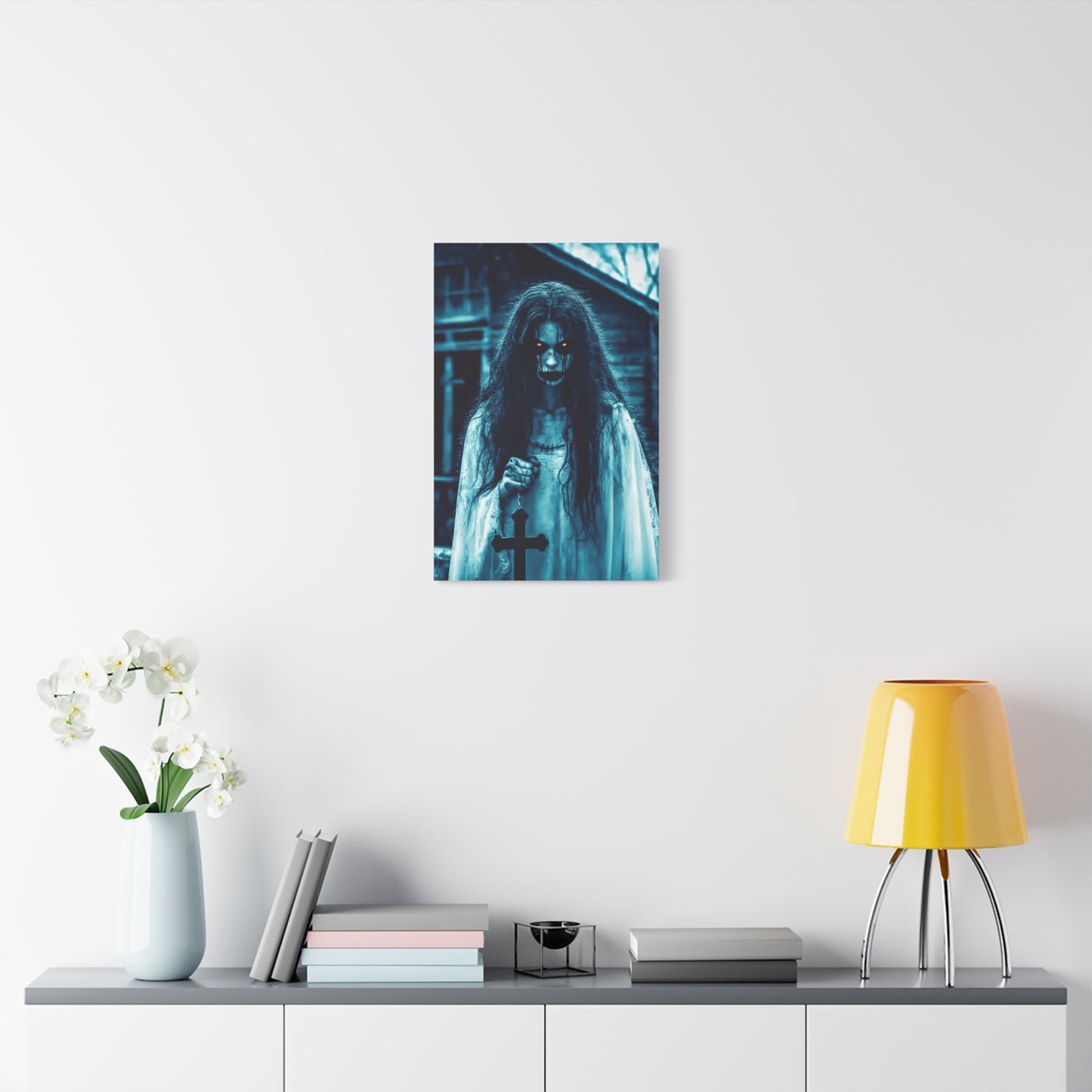 Spooky Horror Matte Canvas Wall Art - Creepy Decor for Halloween, Ghostly Home Decor, Dark Art for Gothic Lovers, Unique Gift Idea