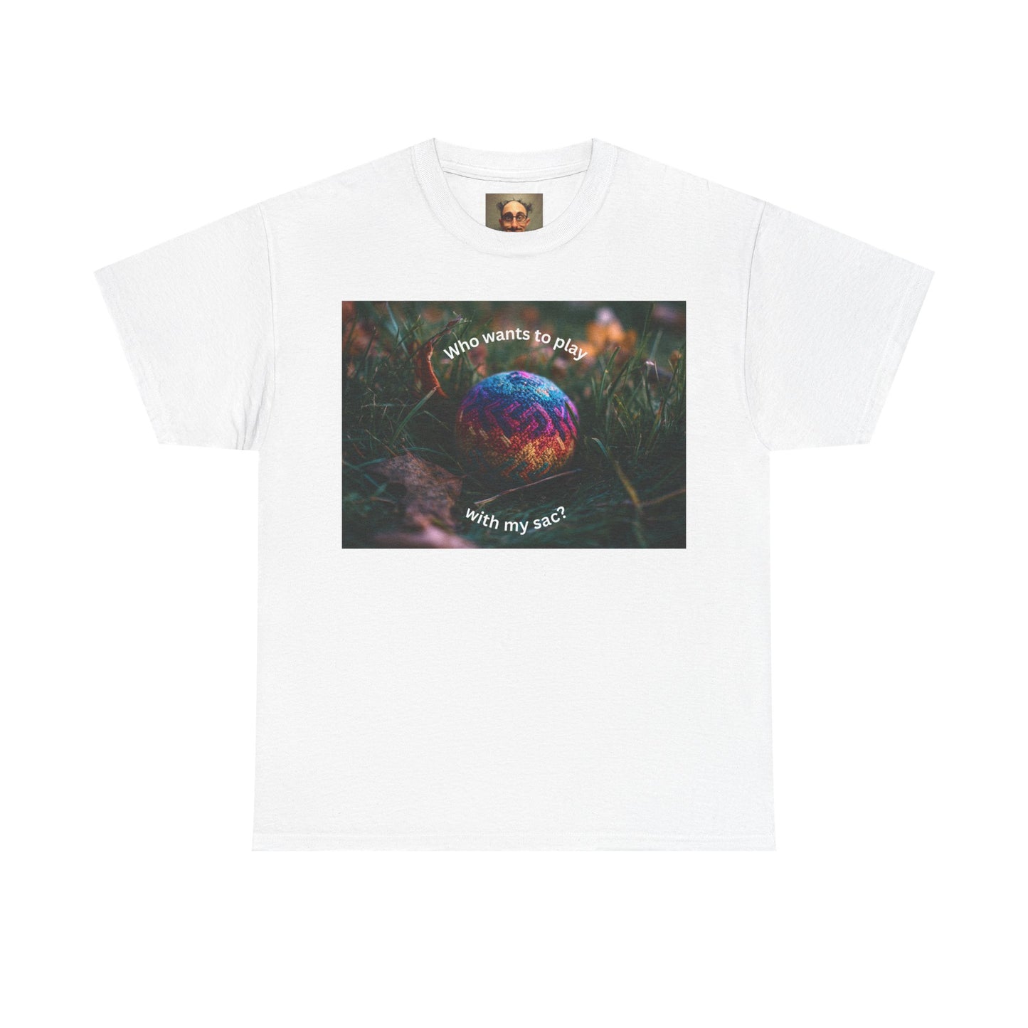 Playful Unisex Heavy Cotton Tee featuring humorous hacky sack graphic, perfect for casual wear.