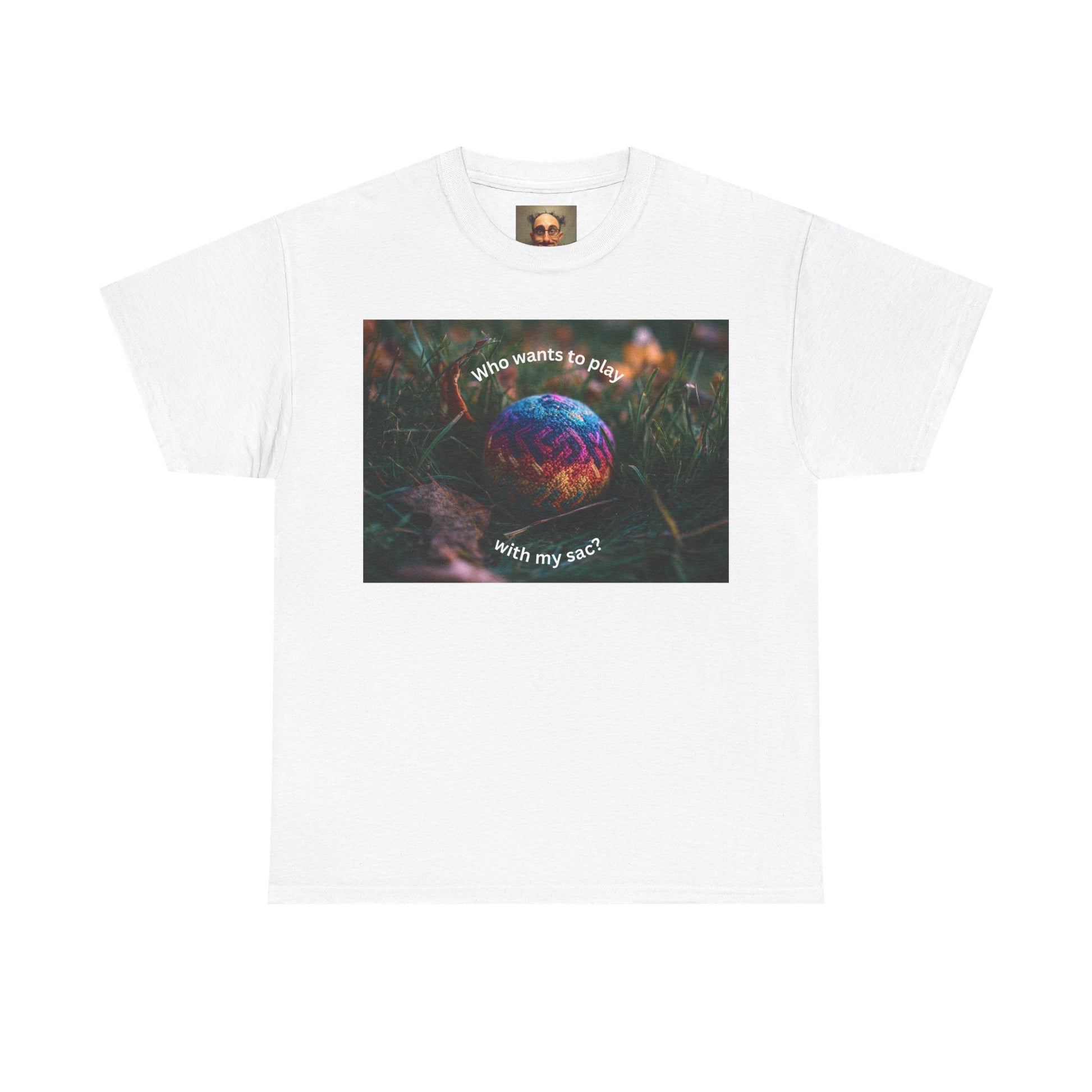 Playful Unisex Heavy Cotton Tee featuring humorous hacky sack graphic, perfect for casual wear.