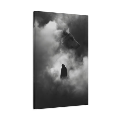 Black and White Wolf Canvas Art Print, Animal Wall Decor, Nature-Inspired Home Decor, Wilderness Art, Unique Gift Idea, Modern Aesthetic