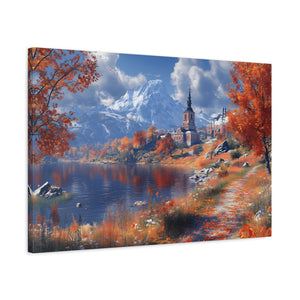 Autumn Landscape Canvas Art, Fall Wall Decor, Nature Artwork, Home Decoration, Seasonal Gift, Scenic Painting