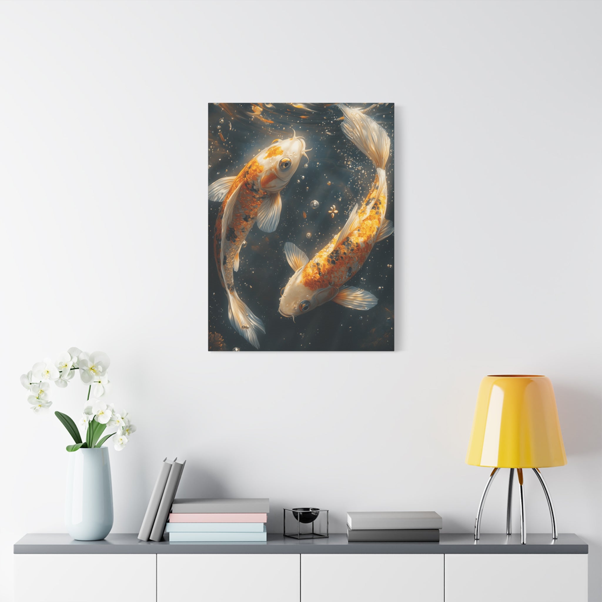 Serene Koi Canvas Print, Aquatic Art, Home Decor, Meditation Gift, Nature Wall Art, Zen Decor, Fish Artwork
