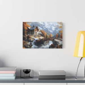 Autumn Landscape Canvas Art Print, Rustic Home Decor, Wall Artwork, Gift for Nature Lovers, Cozy Cabin Vibe, Fall Decor