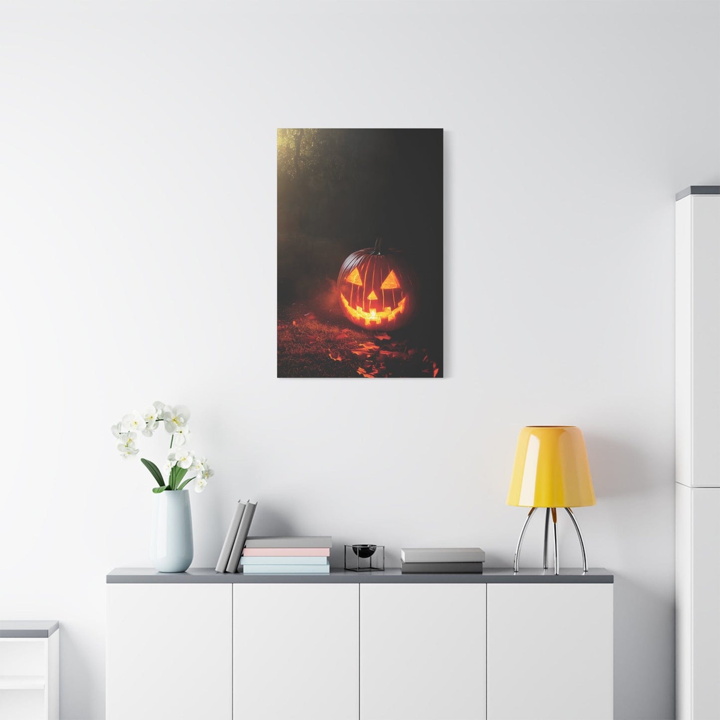 Halloween Pumpkin Canvas Art Print, Spooky Wall Decor, Fall Home Decoration, Halloween Party Decoration, Pumpkin Artwork
