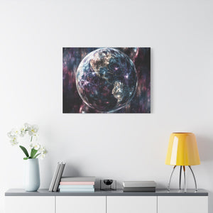 Stretched Canvas Wall Art, Cosmic Earth Design, Home Decor, Modern Art, Gift for Space Lovers, Galaxy Artwork