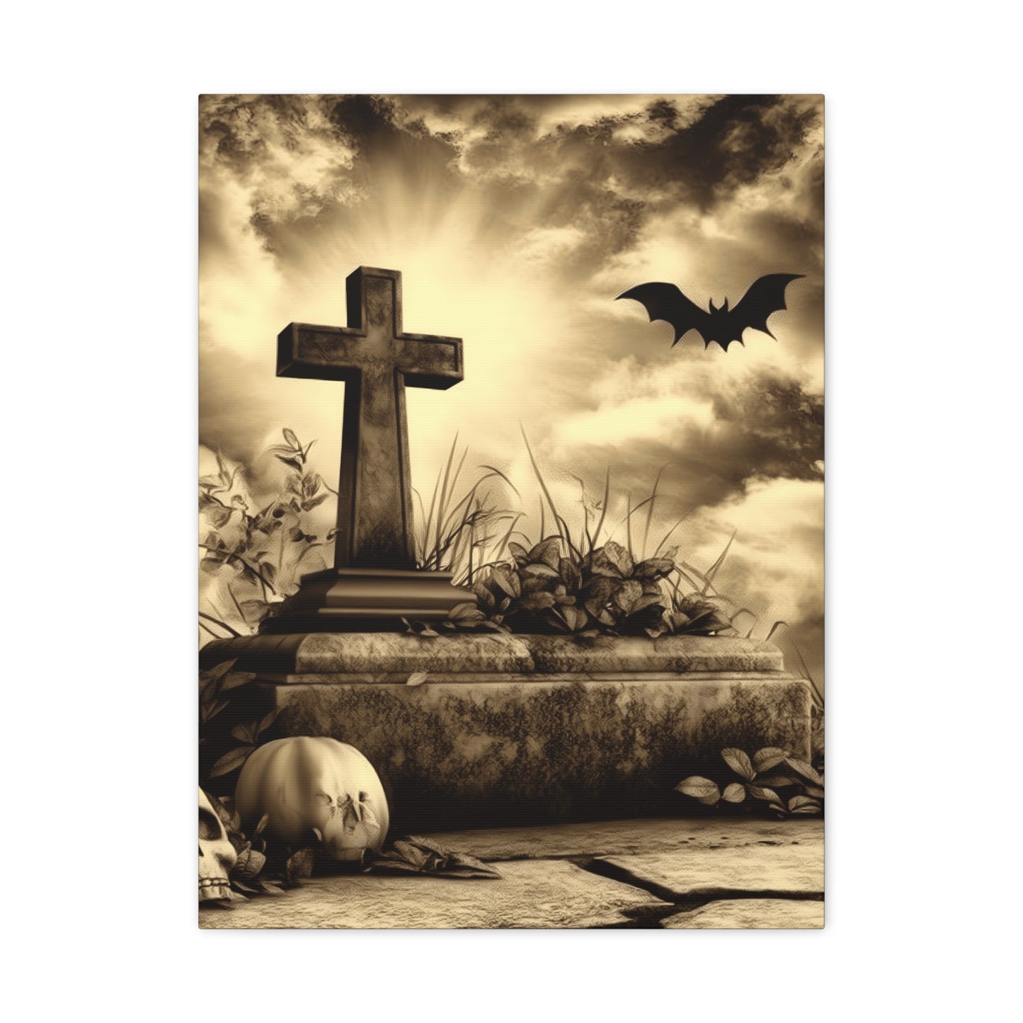 Gothic Halloween Wall Art, Perfect for Home Decor, Spooky Aesthetic, Graveyard Scene, Autumn Decor, Haunted House