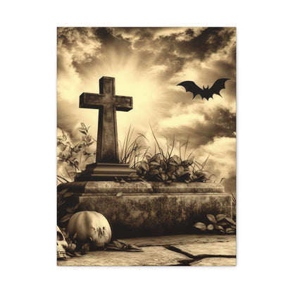 Gothic Halloween Wall Art, Perfect for Home Decor, Spooky Aesthetic, Graveyard Scene, Autumn Decor, Haunted House