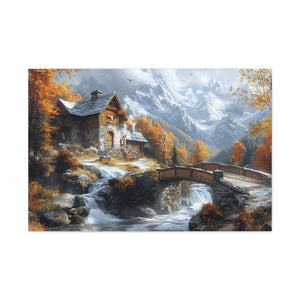Autumn Landscape Canvas Art Print, Rustic Home Decor, Wall Artwork, Gift for Nature Lovers, Cozy Cabin Vibe, Fall Decor