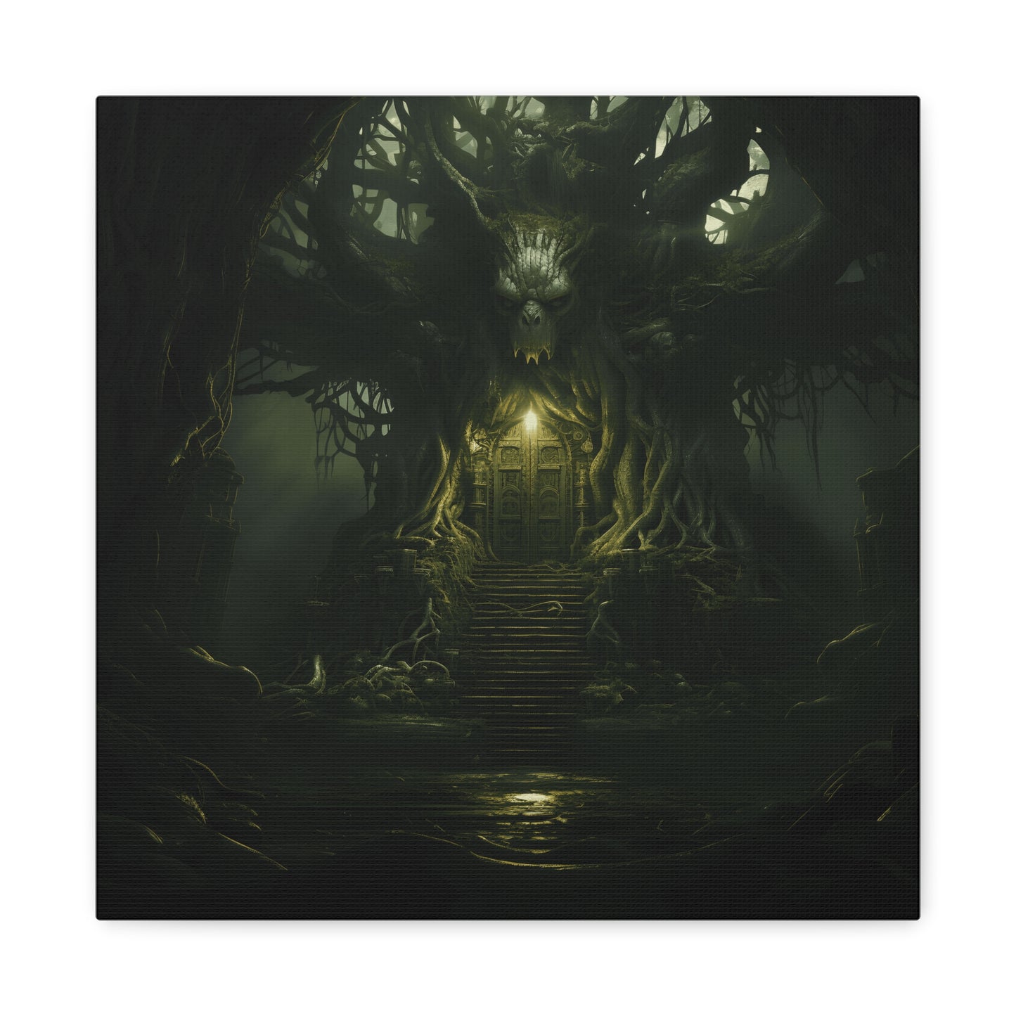 Mystical Forest Canvas Wall Art, Fantasy Decor, Enchanted Home, Gift for Nature Lovers, Dark Aesthetic Room Decor, Gothic Artwork