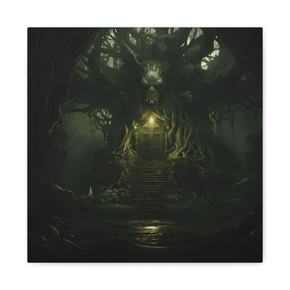 Mystical Forest Canvas Wall Art, Fantasy Decor, Enchanted Home, Gift for Nature Lovers, Dark Aesthetic Room Decor, Gothic Artwork
