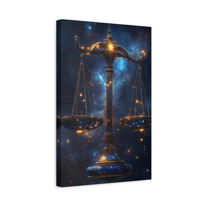 Cosmic Balance Canvas Art Print | Astrology Decor, Starry Wall Art, Home Decoration, Gift for Zodiac Lovers, Scales Artwork
