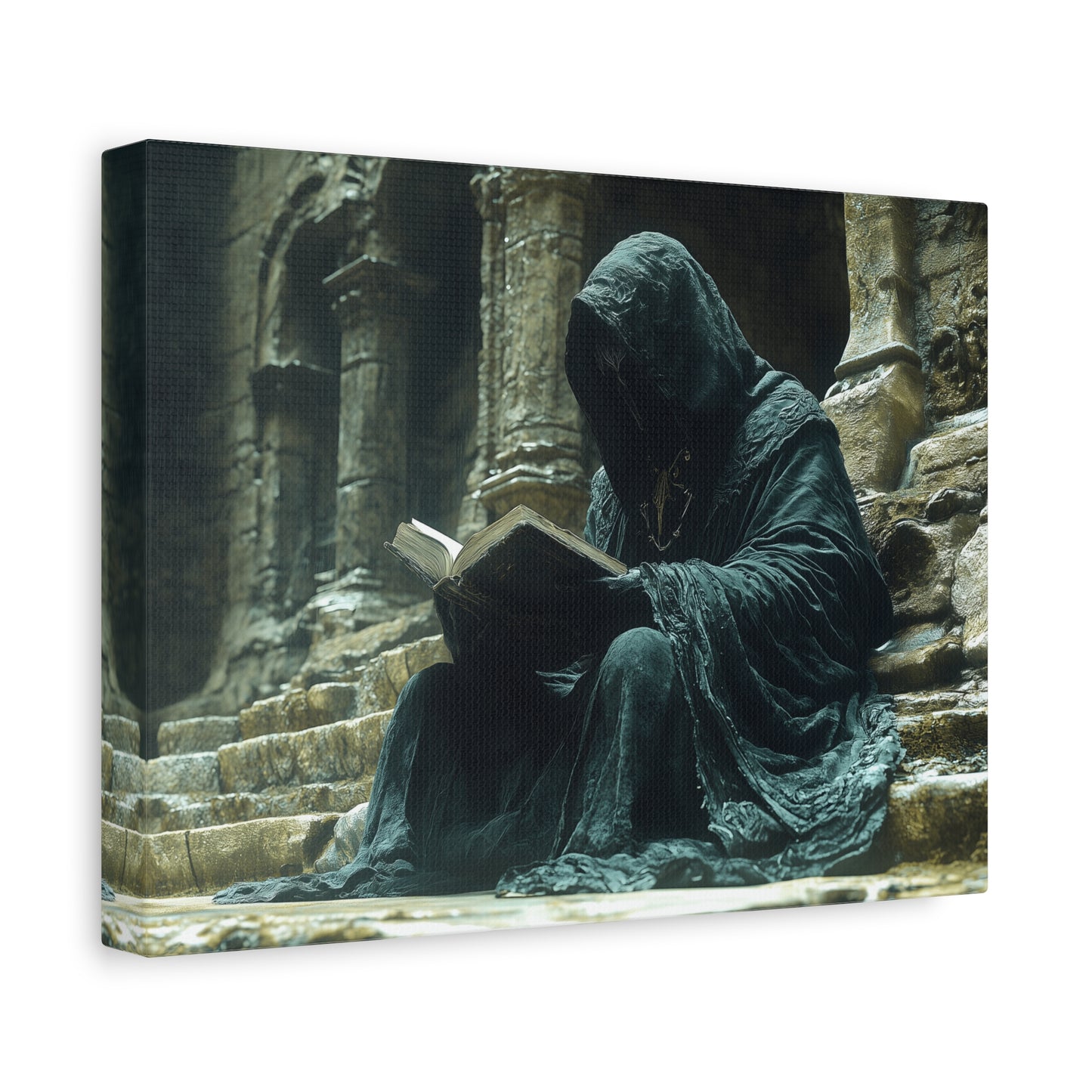 Mystical Monk Stretched Canvas Art, Dark Fantasy Wall Decor, Esoteric Home Decor, Unique Gifts for Art Lovers, Spiritual Artwork