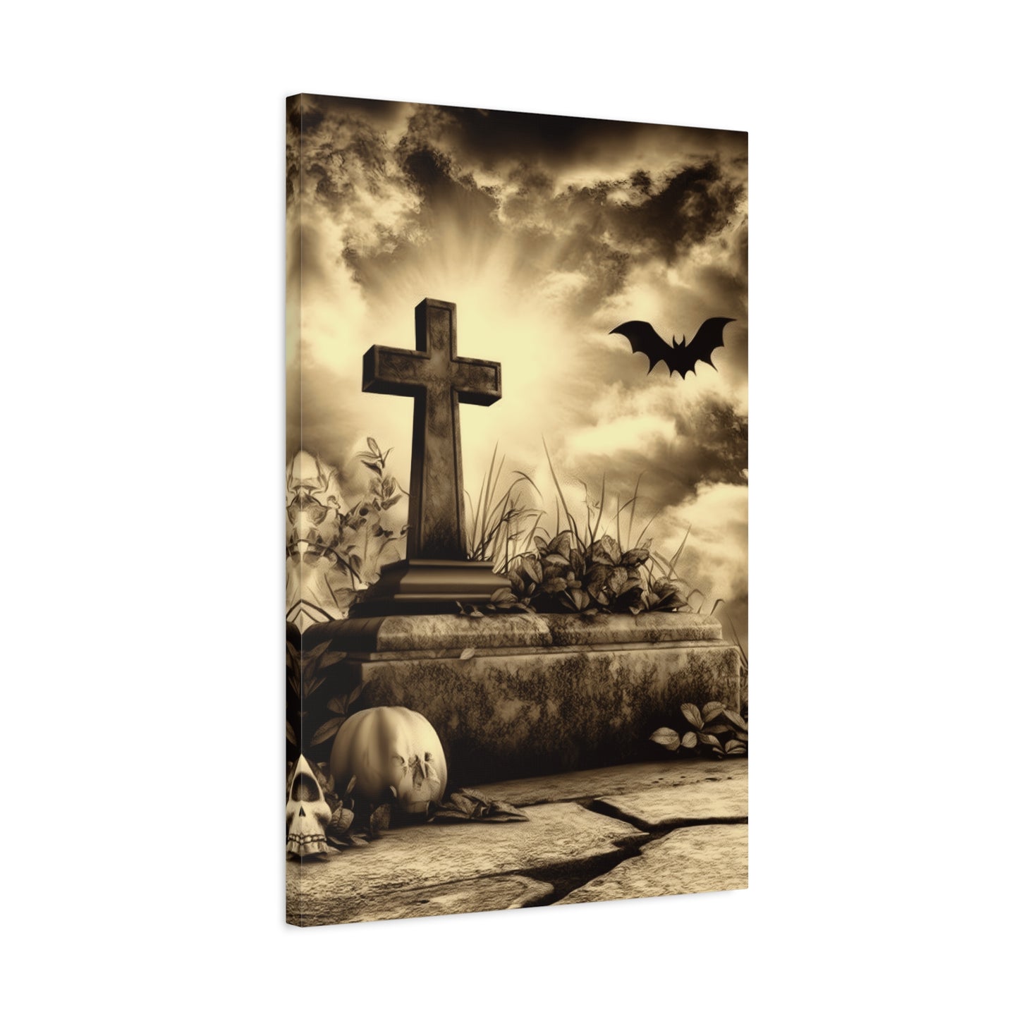 Gothic Halloween Wall Art, Perfect for Home Decor, Spooky Aesthetic, Graveyard Scene, Autumn Decor, Haunted House