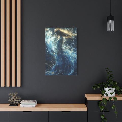 Canvas Wall Art - Mystical Water Goddess, Ethereal Decor for Home, Unique Gift for Art Lovers, Nautical Theme, Ocean Inspired