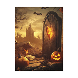 Halloween Canvas Art Print, Spooky Decor for Fall, Haunted House Wall Art, Perfect for Halloween, Autumn Decorations