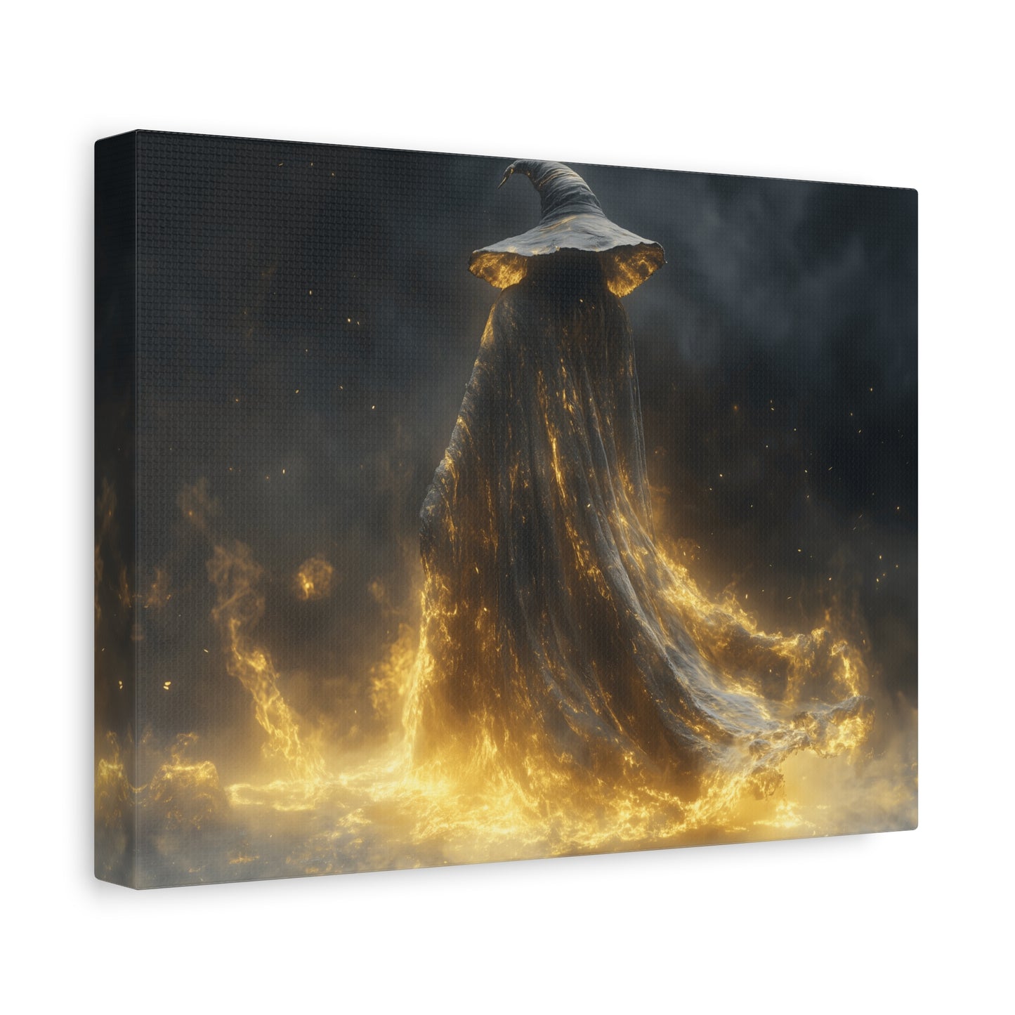 Canvas Wall Art, Fantasy Decor, Wizard Artwork, Fire Theme, Mystical Home Accent