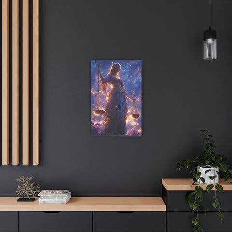 Elegant Justice-Themed Canvas Art Print, Inspirational Home Decor, Perfect Gift for Law Students, Libra Decor, Goddess of Justice Wall Art
