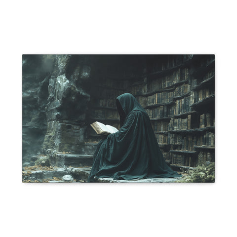Mystical Reading Wall Art, Canvas Print for Book Lovers, Cozy Home Decor, Fantasy Artwork, Perfect Gift for Readers