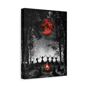 Mystical Campfire Canvas Print, Art Decor for Witchcraft, Halloween Nights, Boho Style, Unique Home Decoration, Gift for Spiritual Seekers